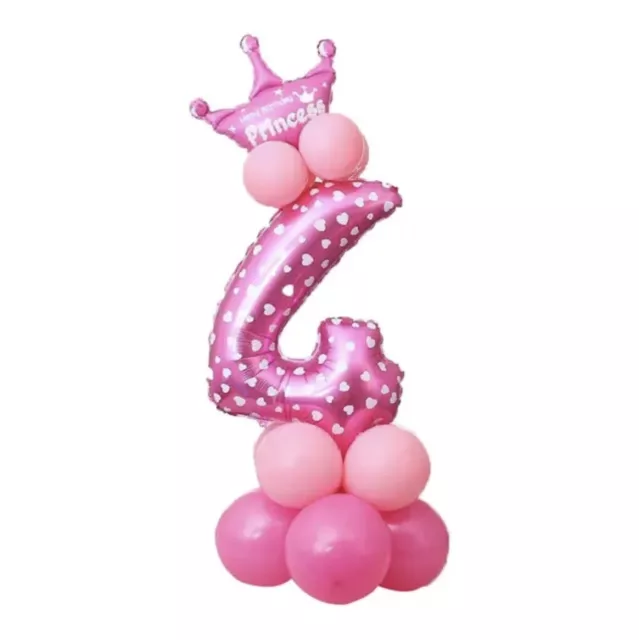 4th Birthday Girls Balloon Stand Pink Party Decorations Age 4 Kids with Banner 2