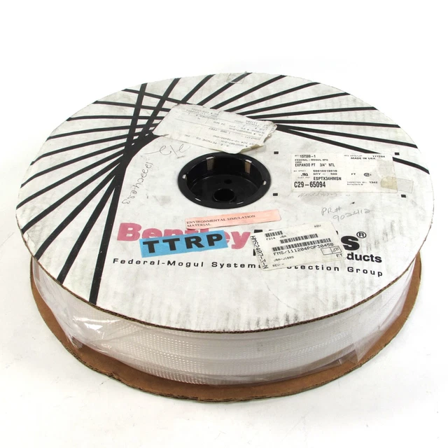 500 FEET Bentley Harris HMS2407-3-N 3/4 Inch White Expandable Braid Sleeve Loom