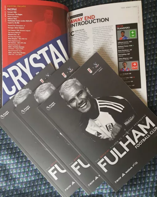 FULHAM v CRYSTAL PALACE PREMIER LEAGUE 27/4/2024  PROGRAMME + TEAMSHEET BUY NOW! 2