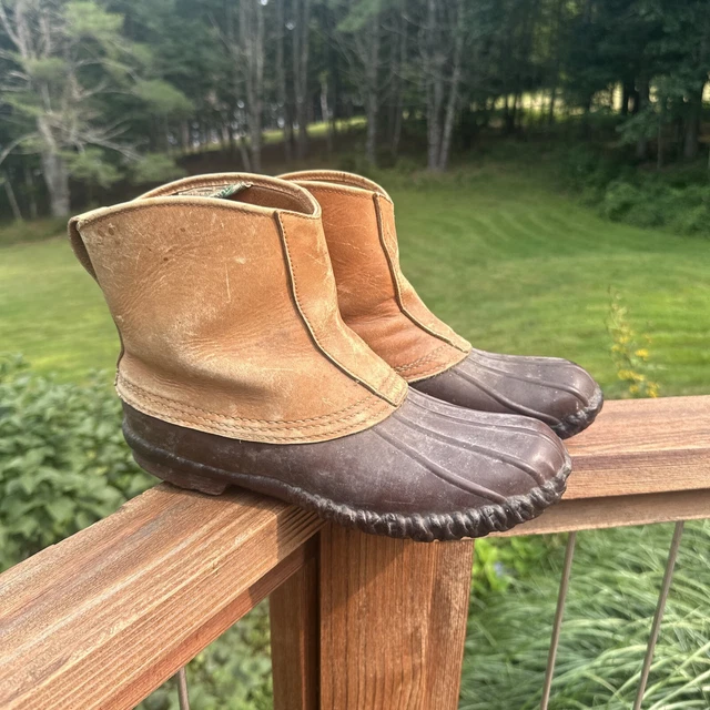 VINTAGE L.L. BEAN Duck Boot Maine Hunting Shoes Brown Leather Men's Sz
