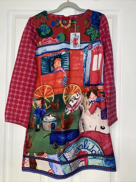 Abito da ragazza designer Rosalita Senoritas età 10 anni prezzo portaoggetti £89 nuovo con etichette