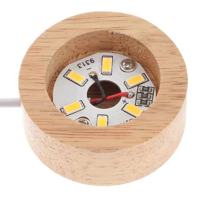 LED Porte-lampe Boule De Cristal Base Lumineuse En Pied Bois