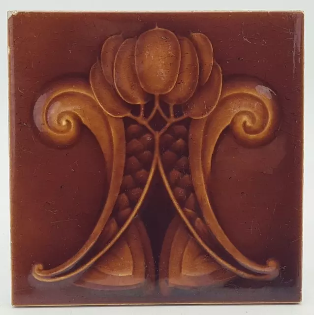 Antique Fireplace Majolica Tile Floral Design John Barratt C1905-06