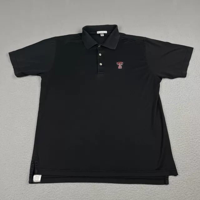 Peter Millar Texas Tech University Polo Shirt Mens Large Black Red Raiders Logo