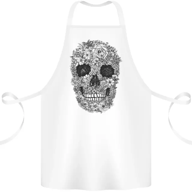 A Skull Made of Flowers Gothic Rock Biker Cotton Apron 100% Organic