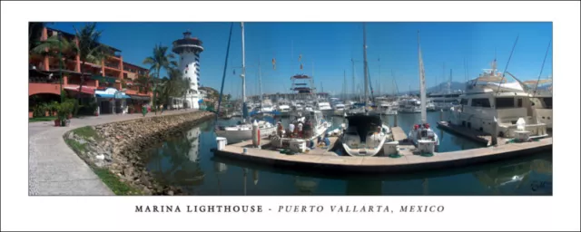 Poster Puerto Vallarta Mexico Panorama Marina Lighthouse Fine Art Photo Print