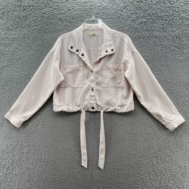 Marine Layer Jacket Women Small Pale Pink Oslo Relaxed Cropped Snap Up Tie Waist