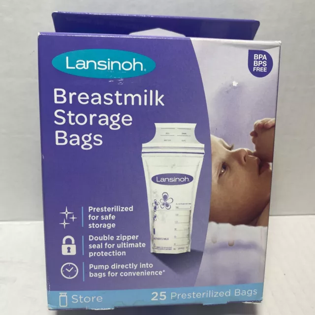 Lansinoh BPA Free Breastmilk Pre-Sterilized Storage Freeze Bags 25 Pack