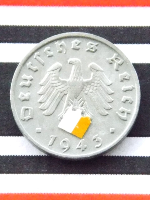 GERMAN Coin 1943 B 1 REICHSPFENNIG Zinc SWASTIKA 3RD REICH WW2 +RARE Pfennig Rpf