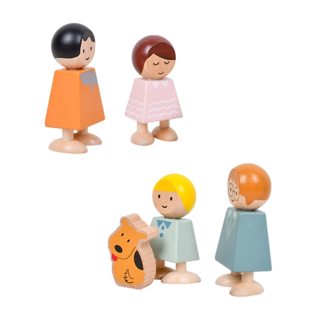 Bloques de construcción de madera familiar feliz figura familiar de madera mini rompecabezas niño