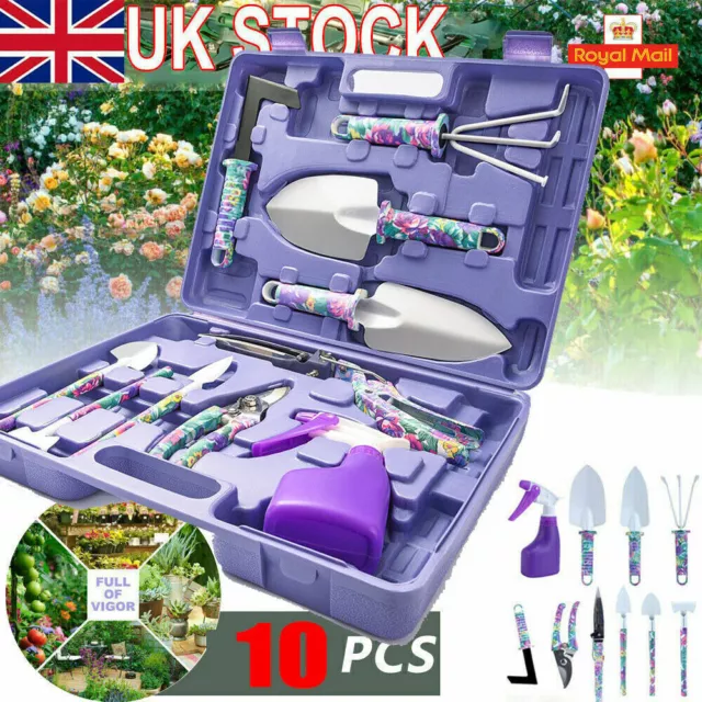 10PCS Gardening Tools Set Gifts Ergonomic Non Slip Handle Garden Hand Tool Set