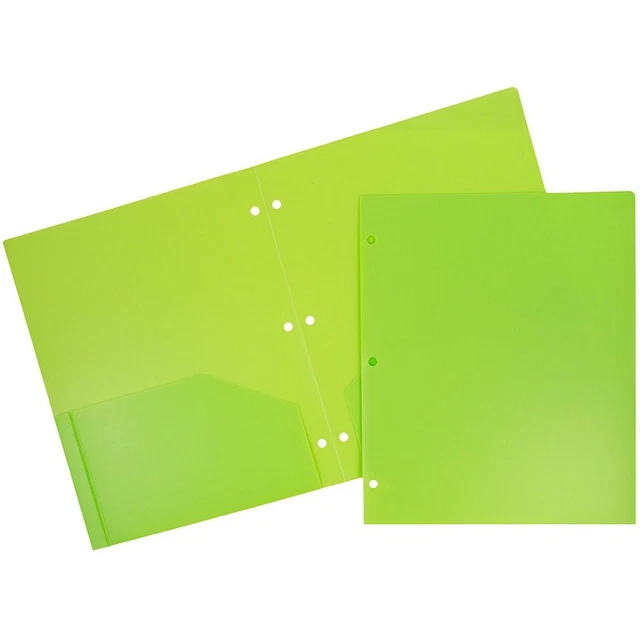 JAM PAPER Heavy Duty Plastic 3 Hole Punch Pocket Folders - Extra Tough School...