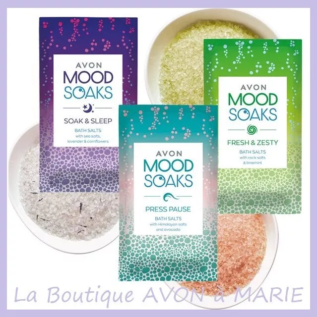 Sels de bain 3 Sachets = 3 senteurs MOOD SOAKS AVON