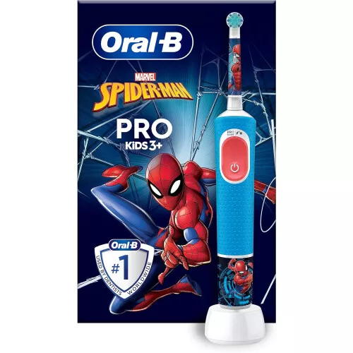 Oral-B Vitality Pro 103 Elektrische Zahnbürste Kids Spiderman, Sensitiv+ Modus