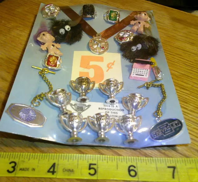 Vintage display 5c card coloring loving cups rings toys #jd 211