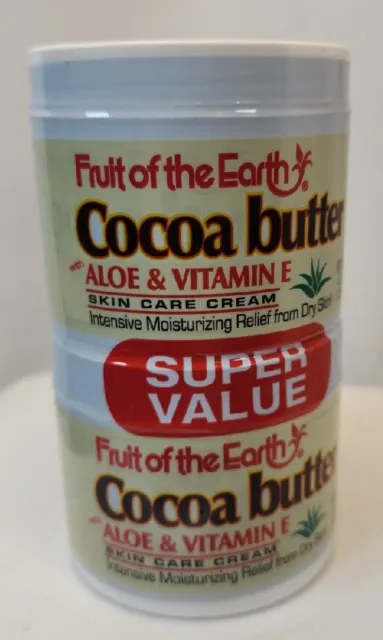 Crema de mantequilla de cacao Fruit of the Earth con aloe y vitamina E - paquete doble 2x4 oz