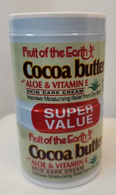 Crema de mantequilla de cacao Fruit of the Earth con aloe y vitamina E - paquete doble 2x4 oz
