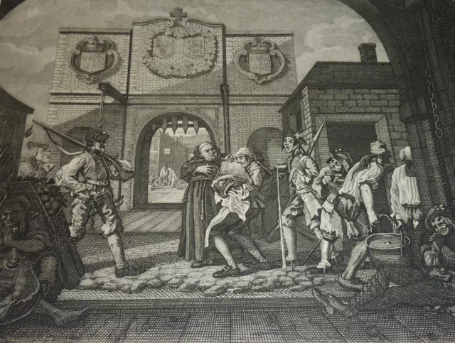 William Hogarth *1697 London sozialkritische Barock Karikatur Mönch mit Soldaten