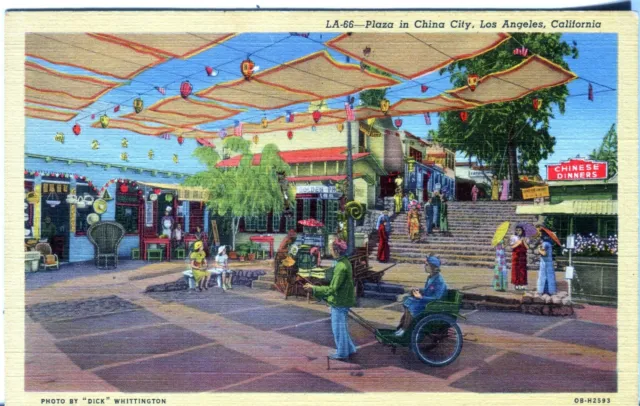 USA Los Angeles China Town Plaza old linen Western Publishing & Novelty postcard