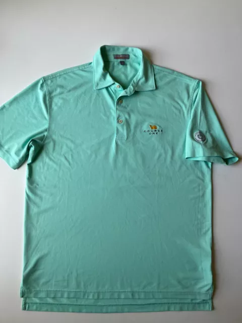 Peter Millar Summer Comfort Polo Shirt Mens Medium Green Medinah Country Club