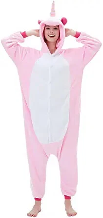 ABENCA Fleece Unicorn Bodysuit Pajamas for Women Adult Cartoon Animal Christmas