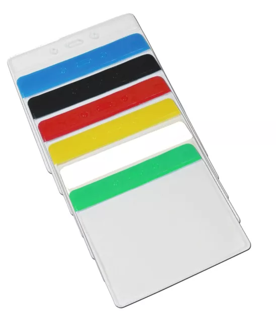 ID Card Pouch Flexible Plastic Badge Pass Holder Clear Choose a Colour - (10Pk)