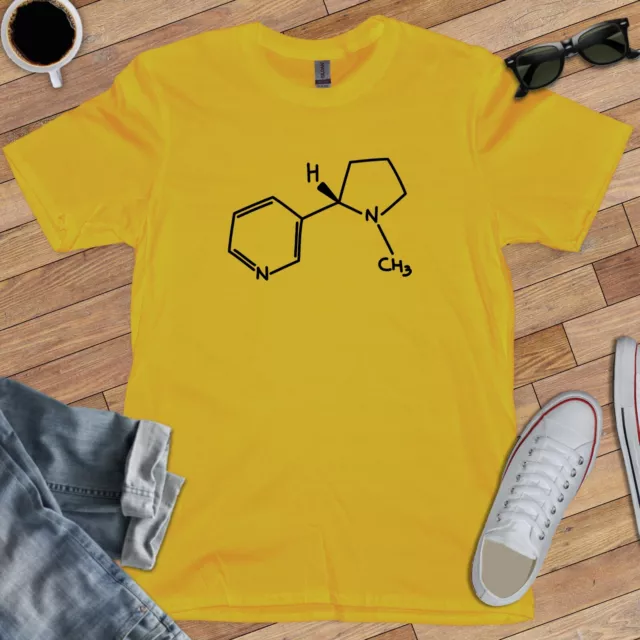 NICOTINE MOLECULE T-SHIRT (coffee tea cigar drug smoke vape juice cigarette )