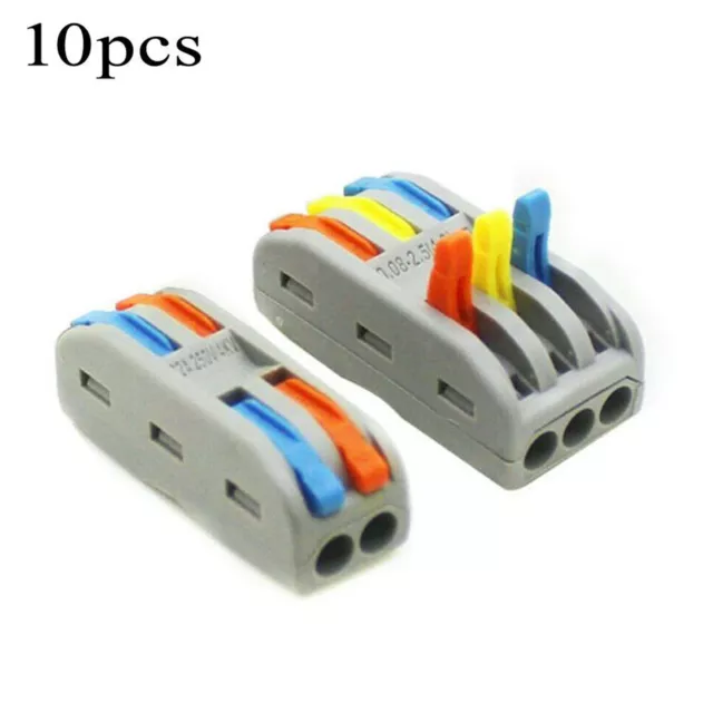 10PCS Reusable Spring Lever Terminal Block Electric Cable Connector Wire 2/3 Way