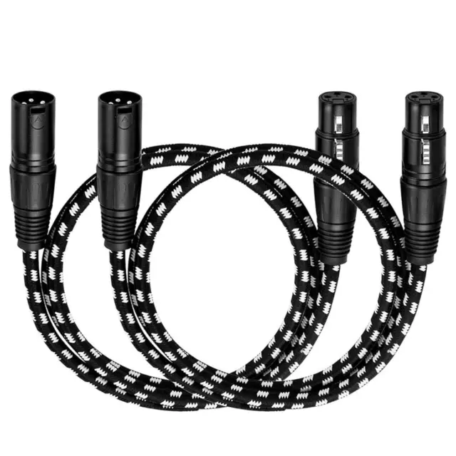 Cavo XLR Da 1 M, Confezione Da 2 Cavi per Microfono Con Rivestimento in Nylon, A