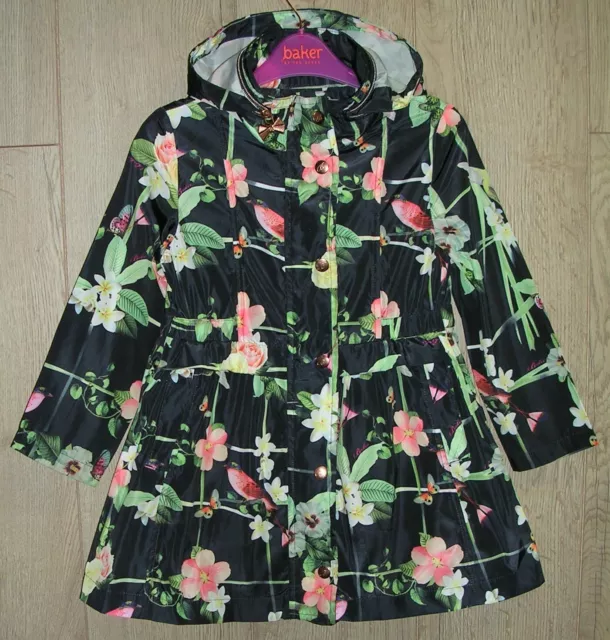 TED BAKER Girls Floral Raincoat Coat Hooded Jacket Age 6 116cm