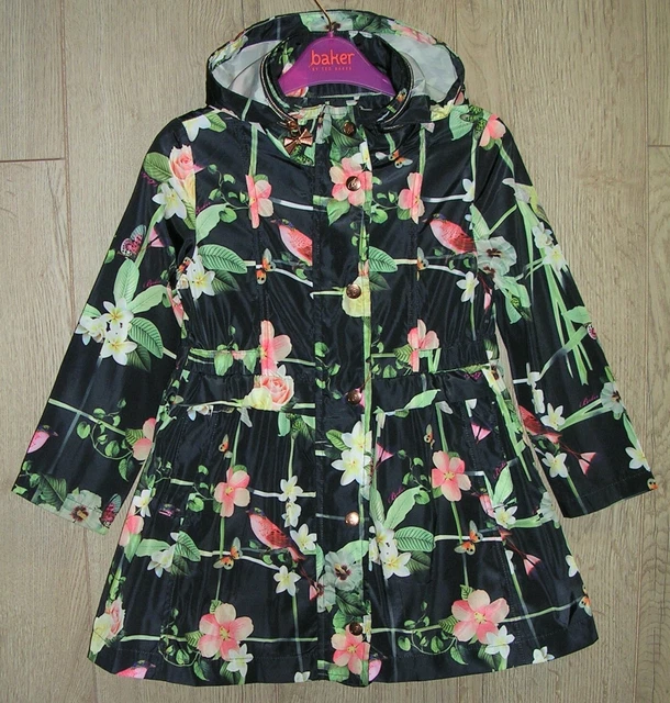TED BAKER Girls Floral Raincoat Coat Hooded Jacket Age 6 116cm