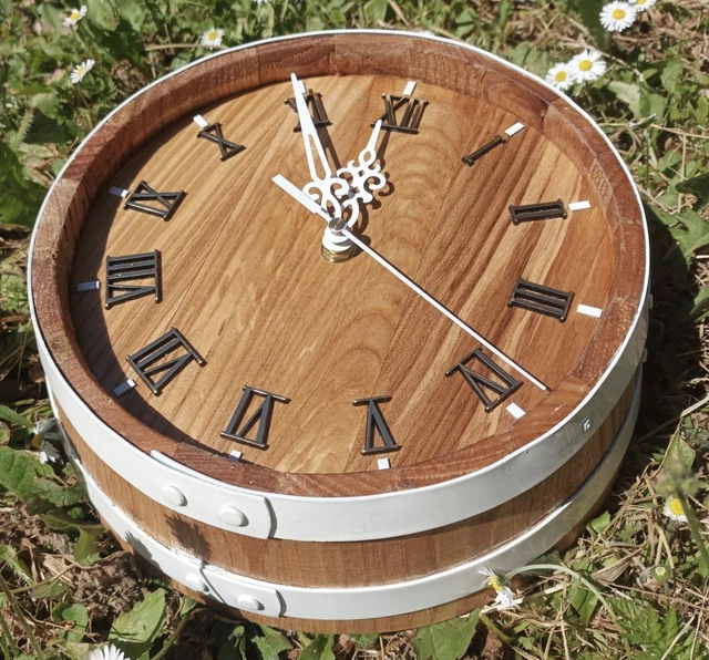 HORLOGE MURALE EN bois fabriquée à la main, Design Antique en verre
