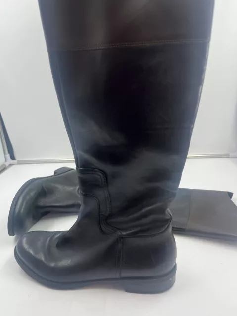 Nine West Women's Cromie Riding Boot US 9.5  Black And Brown Leather Boots