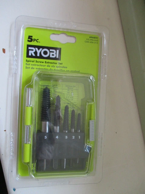 RYOBI SPIRAL SCREW Extractor Set A96SE51 5 piece set drill bit