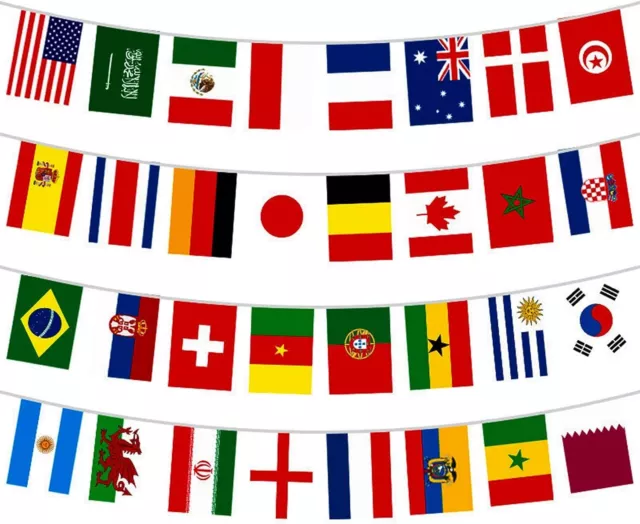 Multi-Nation Flag 6m Rectangular Bunting - Party Decoration World Banner Wall