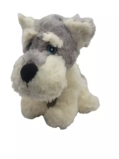 Schnauzer Grey & White Dog 9"Plush Cuddly Soft Toy Teddy Dog Schnauzer Huggables