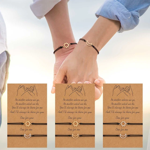 Pulsera para el mejor amigo, 2 tarjetas sol-luna a juego, ajustable