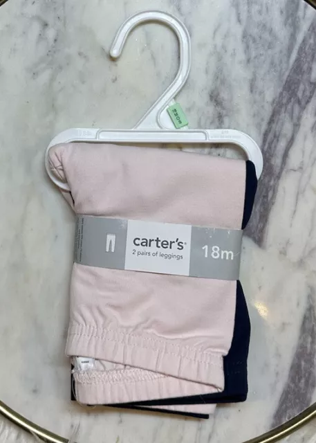Carters Baby Girl Size 18M PANTS/LEGGINGS Set Of Two Pink Blue NWT