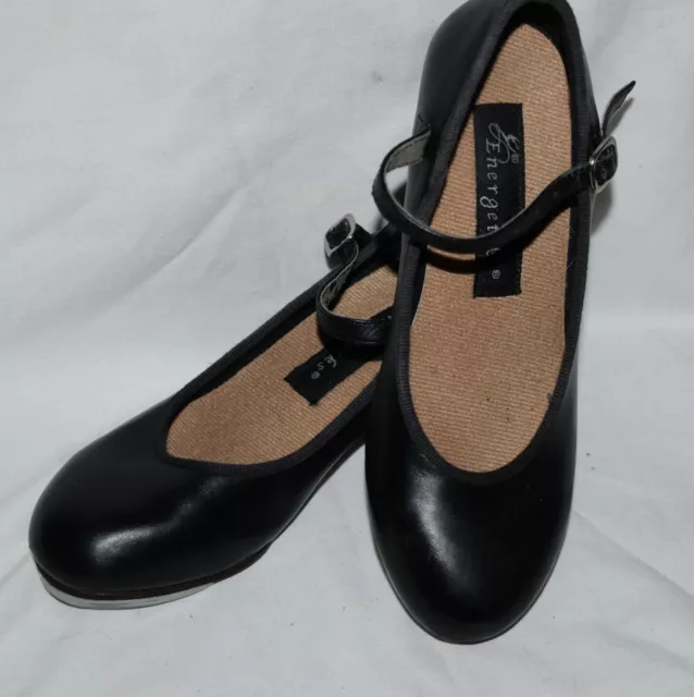 ENERGETIKS - Black Leather Cuban Heel Tap Shoes - Size 4 - EXCELLENT CONDITION