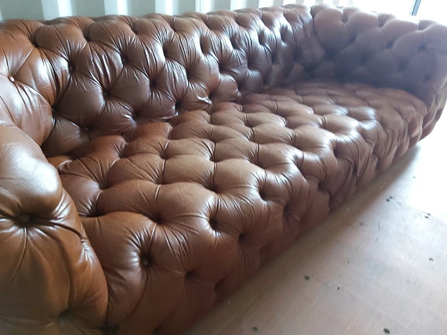 Dfs chesterfield store leather sofa