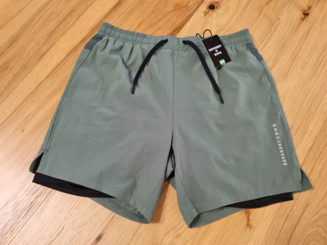 Superdry Double Layer Performance sports running shorts. Men MED New with tags