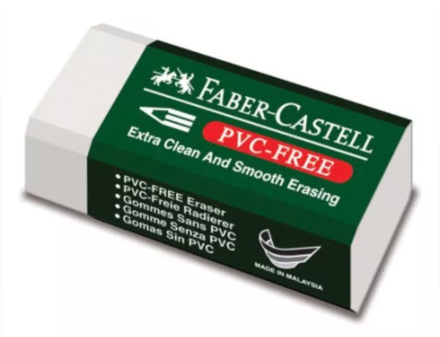 Faber-Castell Pencil ERASER x 3 PVC Free With Sleeve ~ SMALL ~ School Booklist