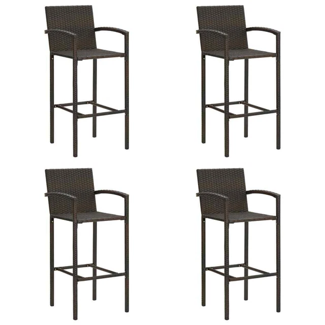 Bar Stools 4 pcs Brown Poly Rattan vidaXL