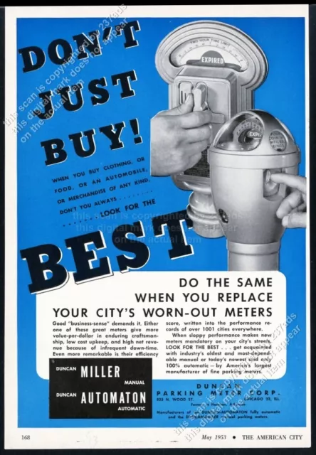 1953 Duncan Miller & Automaton parking meter photo vintage trade print ad
