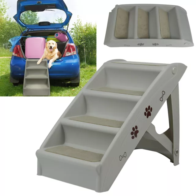 Klappbare Hunderampe 4 Stufen Hundetreppe Einstiegshilfe Hunde Rampe Autorampe