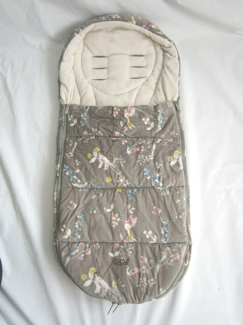 Mamas & Papas  Footmuff Ocarro Floral Watercolour Grey Birds 2