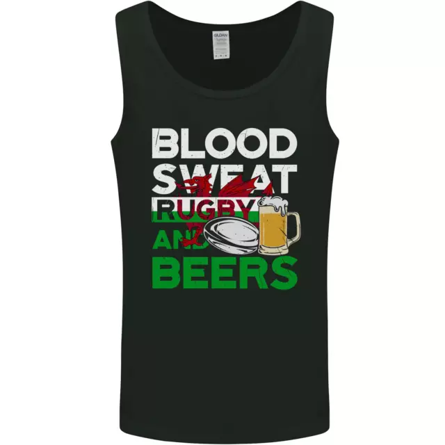 Blood Sweat Rugby and Beers Wales Funny Mens Vest Tank Top