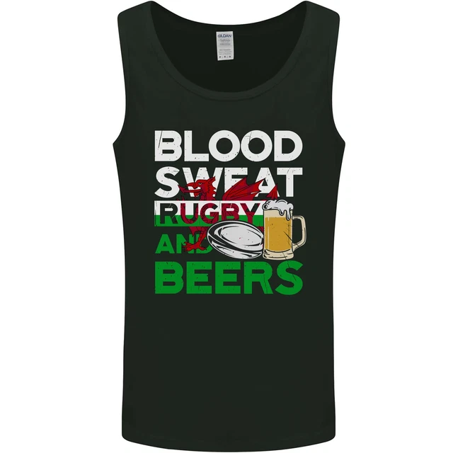 Gilet da uomo Blood Sweat Rugby and Beers Galles divertente