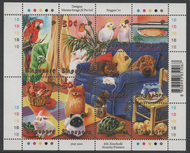 Singapore 2001 Favorite Pets Sheetlet of 10 MUH