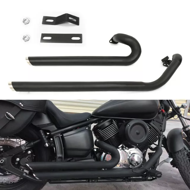 For Yamaha V Star 1100 XVS1100 Shortshots Staggered Exhaust Muffler Pipes Black